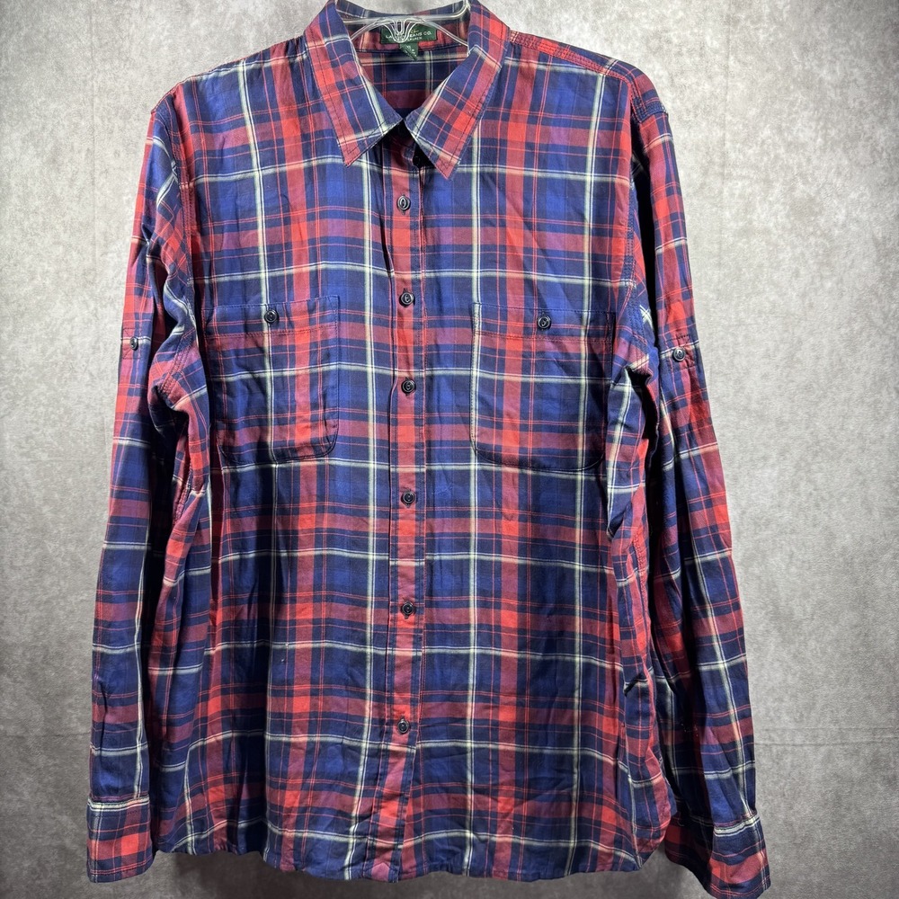 Ralph Lauren Jeans Co Shirt Mens XL Red Blue Plaid Long Sleeve Button Up Cotton‎